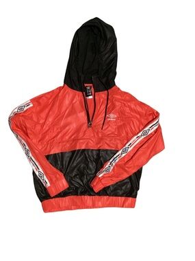 Umbro Red Pullover Windbreaker with Black Accents